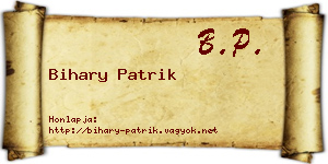 Bihary Patrik névjegykártya